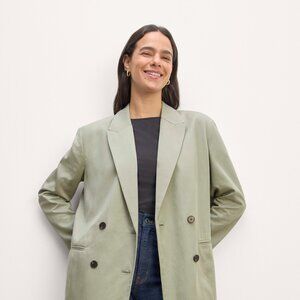 NWT Everlane Women's Double-Breasted Blazer in Buttersmooth in Seagrass, Size 16